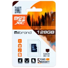 Карта памяти Mibrand 128GB microSDXC UHS-I U3 (MICDHU3/128GB): Тип карты MicroSDXC