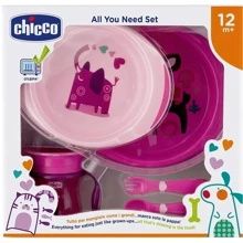 Набір посуду Chicco Meal Set від 12м+ рожевий (16201.10) (8058664086696): Матеріал пластик