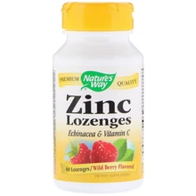 Nature's Way Zinc Lozenges 60 Lozenges Wild Berry Flavor Глюконат цинка с ягодным вкусом: Тип Цинк