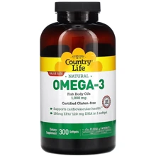Country Life Omega-3 1000 mg Омега-3 риб'ячий жир 300 м'яких капсул: Тип Омега 3