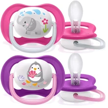 Пустышка ортодонтическая Philips AVENT Ultra Air Animal для девочек 6-18 мес 2 шт (SCF080/08): Возраст старше 6 месяцев