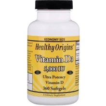 Healthy Origins Vitamin Dз Gels 5,000 IU (Lanolin) 360 caps Витамин D3: Тип Витамин D