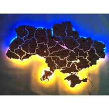 Карта Украины из фанеры с LED подсветкой Nevet RGB сине-желтый Пульт управления 200х133 см (0001212)