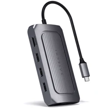 Адаптер Satechi Adapter USB4 USB-C to USB-C+3xUSB+RJ45+SD+3.5mm+HDMI 8K Space Gray (ST-U4MA3M): Колір серый