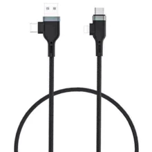 Кабель WIWU USB/USB-C to USB-C/Lightning Braided PD 20W 1.2m Black (PT06): Тип USB Cable - Lightning, USB Cable - USB-C