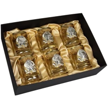 Набор для виски Boss Crystal Лидер янтарный 6 янтарных бокалов, золото, серебро, подсолнечный хрусталь (BCR6Gart): Производитель BOSS CRYSTAL