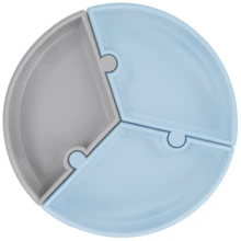 Секционная тарелка MinikOiOi Puzzle на присоске силиконовая Mineral Blue / Powder Grey (101050059): Материал силикон