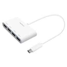 Адаптер Macally Adapter USB-C to 4 port USB 2.0 Hub White (UCHUB4): Колір білий