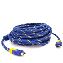 Кабель и переходник HDMI to HDMI 10.0m v1.4, OD-8.0mm Blue/Gold Merlion (YT-HDMI(M)/(M)NY/BL-10m): Тип кабель