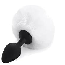Силіконова анальна пробка М Art of Sex - Silicone Bunny Tails Butt plug, білий: Для кого унісекс