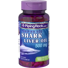 Piping Rock Shark Liver Oil 500 mg 100 softgels Екологічно чисте масло печінки акули: Тип Омега 3