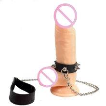 Кільце для пеніса Penis Ring із шипами та повідцем, натуральна шкіра.: Виробник Art of Sex