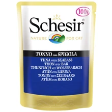 Влажный корм для кошек Schesir Tuna Seabass тунец с окунем и рисом, 100 г: Тип Влажный корм