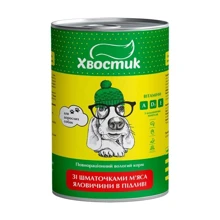 Влажный корм Хвостик для взрослых собак кусочки говядины в подливе 1240 г (165546): Тип Влажный корм