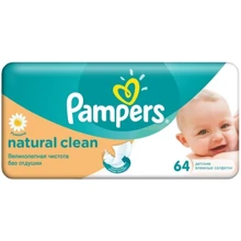 PAMPERS Детские влажные салфетки Natural Clean Сменный блок 64 шт. ПрепакКороб: Производитель Pampers