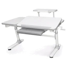 Стол Evo-kids Darwin Grey с полкой (арт.Evo-502 G+полка Evo-513) - столешница белая / вставки серые: Тип Парта