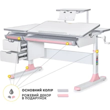 Детский стол Mealux Hamilton Multicolor PN с полкой S-50 (BD-680 W/G MC +PN +S50 WG): Тип Парта
