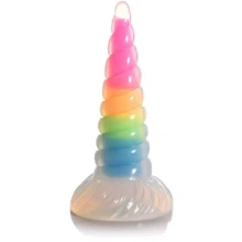 Фэнтезийный фаллоимитатор Creature Cocks Luminescent Rainbow Silicone Dildo: Назначение Вагинальные