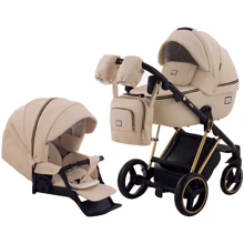 Коляска 2 в 1 Adamex Mimi Polar (Gold) шкіра 100% CR305 бежева шкіра - бежева шкіра (видавлені точка) (623904): Тип коляски універсальна коляска (2-в-1)