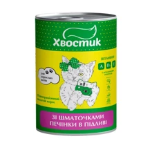Влажный корм Хвостик для взрослых кошек с кусочками печени в подливе 415 г (165,539): Тип Влажный корм