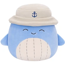 Мягкая игрушка Squishmallows Синий кит Самир в панаме 19 см (SQCR06593): Тип дикие животные