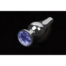 Пикантные Штучки, Серебристая анальная пробка с кристаллом - 8.5x3 см, синий: Для кого Унисекс