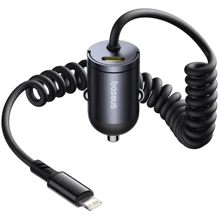 Зарядное устройство Baseus Car Charger USB-C Tiny Star 30W with Lightning Cable Black (C00035001121-01): Особенности USB-C, Lightning, Быстрая зарядка