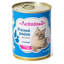 Вологий корм для котів Леопольд М'ясний раціон з птицею 360 г х 8 шт. (4820185490429-8): Тип вологий корм