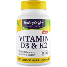 Healthy Origins Vitamin D3 50 mcg Vitamin K2 200 mcg Вітамін Д3 і К2 180 гелевих капсул: Тип вітамін D