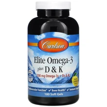 Carlson Labs Omega-3 Plus D & K Омега 3 + витамин Д3 и витамин К 180 гелевых капсул: Тип Омега 3