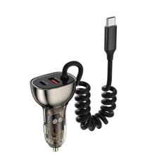Зарядное устройство WIWU Car Charger USB+USB-C Geek Wi-QC016 90W Black with lightning cable: Особенности Быстрая зарядка