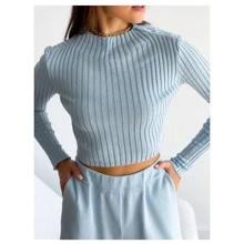 Топ АRTKNIT Ester 27120 S/M голубой с длинным рукавом: Состав Модал, Хлопок