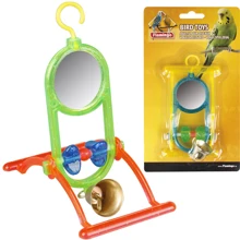 Игрушка для попугаев Flamingo MIRROR+BELL зеркало с колокольчиком и жердочкой 12х7х16.5 см: undefined undefined