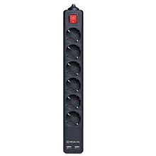 Сетевой фильтр REAL-EL REAL-EL RS-6 PROTECT USB, 1.8m, balck (EL122300016): Количество розеток, шт 6