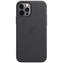 Чехол для iPhone Apple Leather Case with MagSafe Black (MHKM3) for iPhone 12 Pro Max: Цвет черный