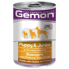 Влажный корм Gemon Dog Wet Puppy & Junior для щенков кусочки с индейкой и курицей 0.415 кг (70387866): Тип Влажный корм
