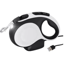 Повідець-рулетка AnimALL MS7016-5M LED до 50 кг/5 метрів L біло-чорна: Тип шнура Лента