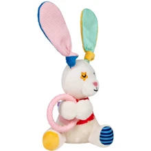 Іграшка для собак GiGwi Plush Зайчик з кільцем і пищалкою текстиль термопластична гума 16 см (2257): Виробник GiGwi