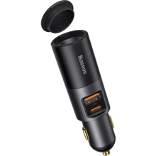 Зарядний пристрій Baseus Car Charger USB+USB-C Together Cigarette 120W Gray (CCBT-C0G): Кабель в комплекті отсутствует