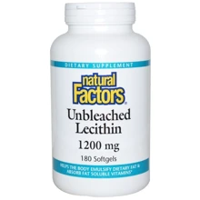 Natural Factors Unbleached Lecithin 1200 mg Неотбеленный лецитин 180 гелевых капсул: Тип Лецитин