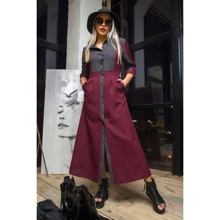 Платье FLFashion Френсис УПФ 3003 46 бордовое повседневное удлиненное миди: Состав Полиэстер, Лен