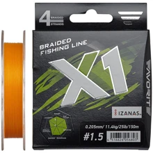 Шнур Favorite X1 PE 4x 150m (orange) #1.5/0.205mm 25lb/11.4kg (1693.11.22): Тип Шнур