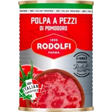 Томаты очищенные нарезанные кубиками Rodolfi Polpa A Pezzi Di Pomodoro 400 г (8008825015836): Вес нетто 400 г