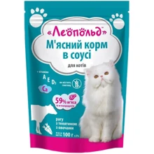 Влажный корм для кошек Леопольд Мясной корм Рагу с телятиной и овощами в соусе 100 г : Тип Влажный корм