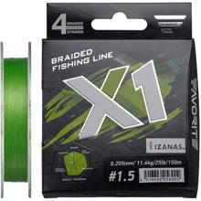 Шнур Favorite X1 PE 4x 150m (l.green) #1.5/0.205mm 25lb/11.4kg (1693.11.32): Тип Шнур