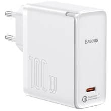 Зарядний пристрій Baseus Wall Charger GaN2 100W White with USB-C Cable (TZCCGAN-L02): Особливості Быстрая зарядка, USB-C
