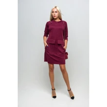 Платье FLFashion Джорджия КПД 1411 50 бордовое деловое до середины бедра: Состав Эластан, Полиэстер, Вискоза
