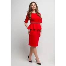Платье FLFashion Карузо МПК 1721 48 красное повседневное удлиненное миди: Состав Эластан, Полиэстер
