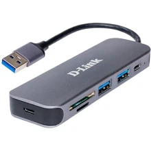 Адаптер D-Link Adapter USB 3.0 to 2xUSB 3.0+USB-C+SD+MicroSD Gray (DUB-1325): Колір сірий
