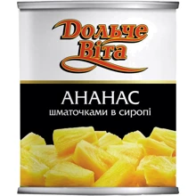 Ананас кусочками в сиропе Дольче Вита 565 г (4820072980071): Вес нетто 565 г